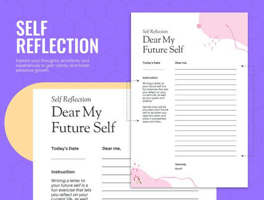 Self-reflection section in the 'A Girl to Boss Digital journal' for exploring thoughts and emotions to foster personal growtdy Jouh.