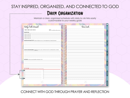Daily organization page featuring sections for tasks, schedules, and priorities, designed for effective time management